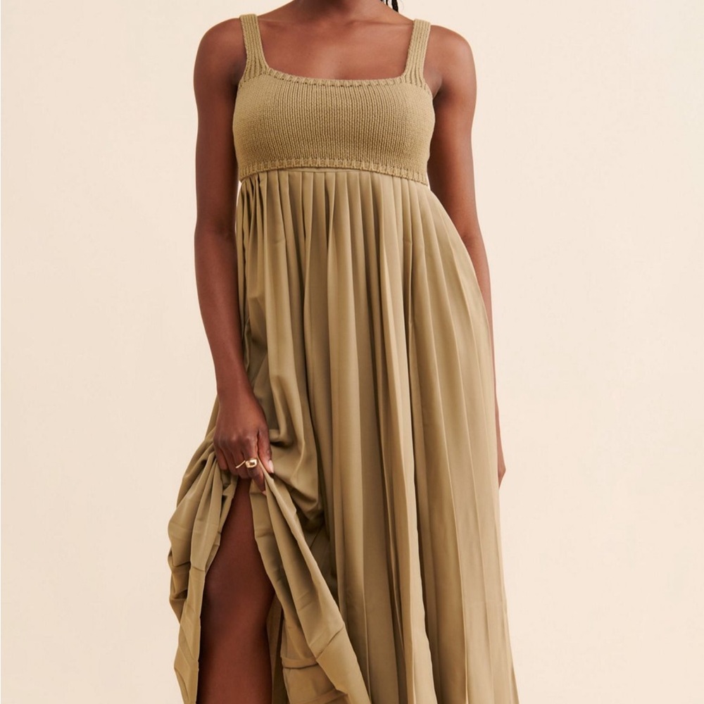 Anthropologie Neutral Smocked Maxi Dress – Size XS/S